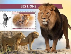 Central Africa - 2023 Lions on Stamps - Stamp Souvenir Sheet - CA230304b