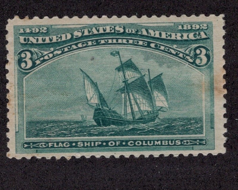 US #232  3 CENT FLAGSHIP OF COLUMBUS - MINOR FAULT     ~0026