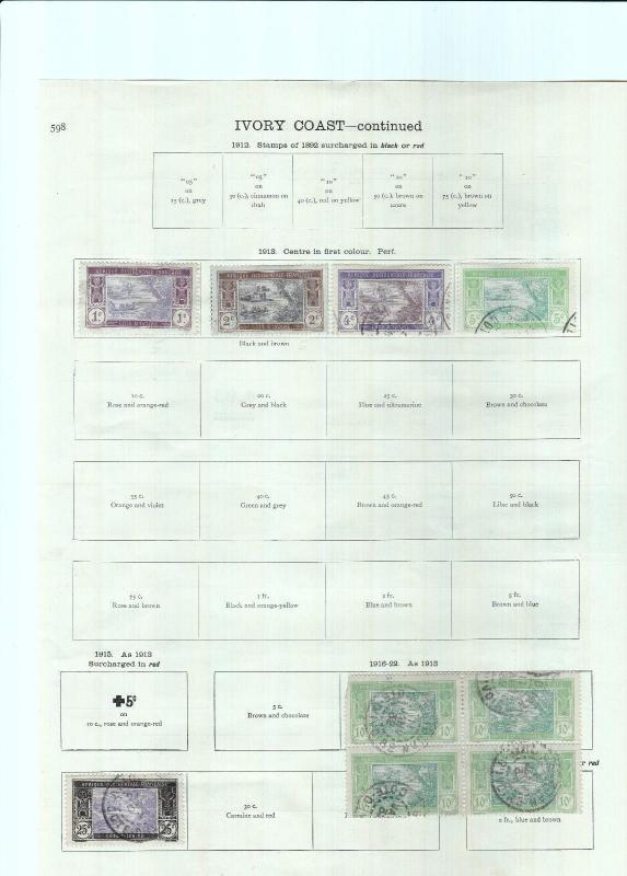 IVORY COAST STAMPS ON ALBUM PAGES