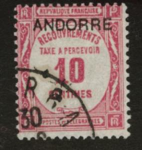 Andorre (French) Scott J10 used 1931 due CV $6.50