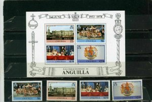 ANGUILLA 1978 ROYALTY/CORONATION ELIZABETH II SET OF 4 STAMPS & S/S MNH