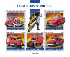 Guinea-Bissau - 2021 Fire Engine Transports - 5 Stamp Sheet - GB210222a