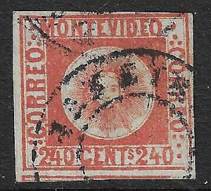 URUGUAY 1858 240c dull vermilion, attractive fine used - 40754