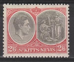 ST KITTS NEVIS 1938 KGVI BADGE 2/6 PERF 13 X12