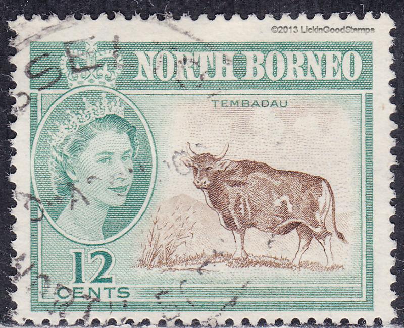 North Borneo 285 USED 1961 Banteng, Wild Oxen, Tembadau