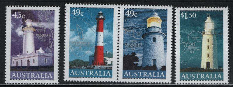 AUSTRALIA, 2047-2049A, 2950, MNH, 2001, LIGHTHOUSES & MAPS