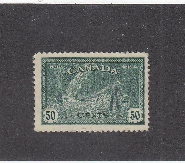 CANADA (MK2515) # 272 VF-MLH CORNER CREASE 50cts  LOGGING, BC  CAT VALUE $25