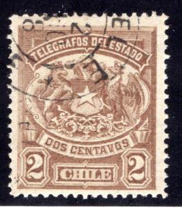 H1, Type I, Chile, 2c, 1883, Telegraph, Telegrafos , perf, Used