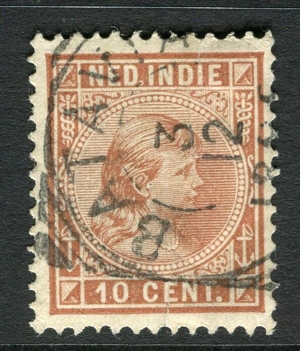 NETHERLAND INDIES; 1892 classic Wilhelmina issue used 10c. value