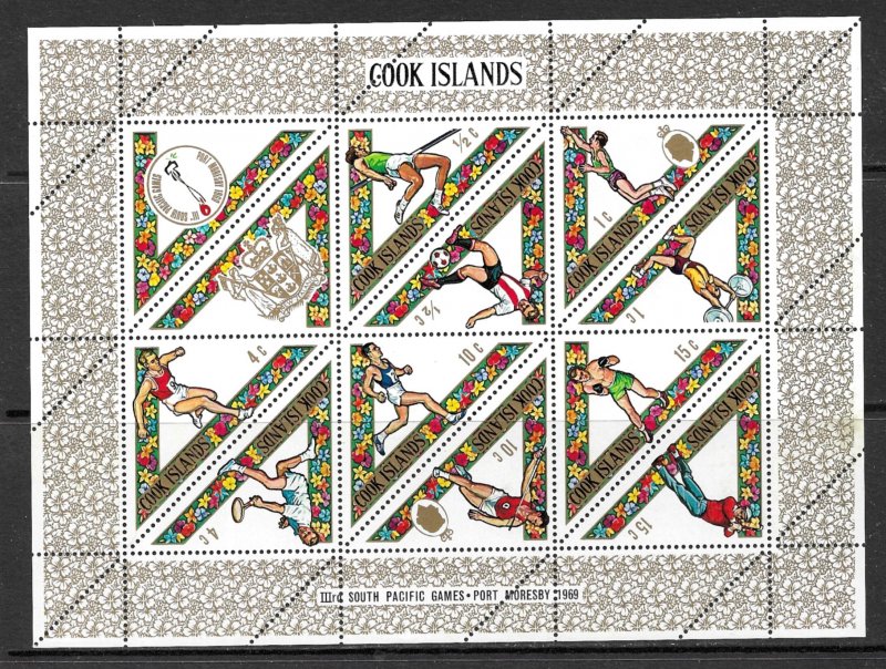 COOK ISLANDS 1969 Triangles South Pacific Games Souvenir Sheet Sc 258c MNH