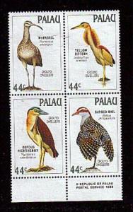  Palau Scott # 190a ground dwelling birds BLK of 4 MNH