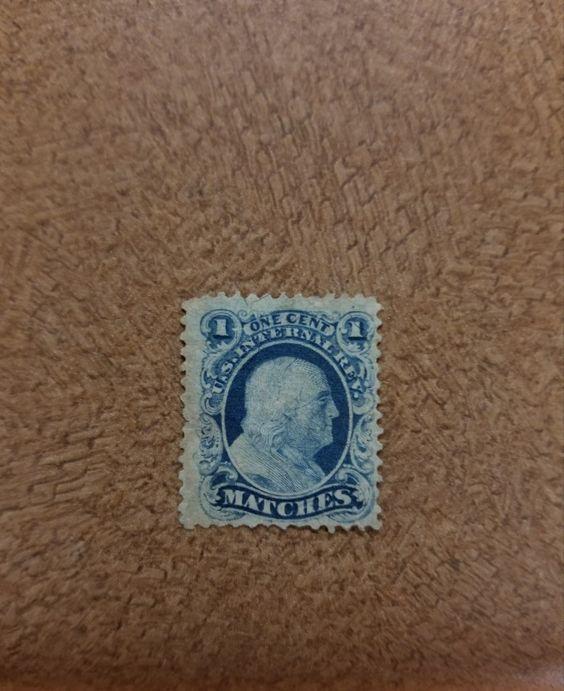 Matches 1c U.S. Internal Revenue RO132b Private Die, Proprietary, Franklin, Blue