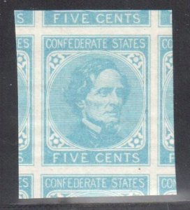 USA Confederate States General Issues #6 XF NH 5c Light blue, enormous Margin