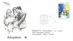 2000 FDC, #3398, 33c Adoption, 2 diff. cachets