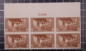 Scott 759 - 4 Cents Mesa Verde Plate Block Of 6 NGAI  Plate # 21329 SCV $20.00