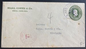 1934 Grecia Costa Rica Commercial Postal Stationery Cover To Turrialba