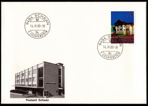 1980, Liechtenstein 20c on Unused cover, Sc 639