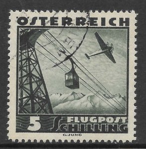 Austria Scott C45 Used - 1935 5s Plane and Aerial Railway - SCV $2.75