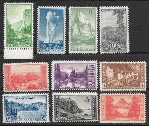 Doyle's_Stamps: MNH 1934 National Parks Set, Scott #740** to #749**  (A1)