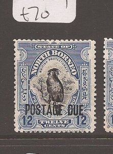 North Borneo Postage Due 12c Bird SG D64 MOG (3ayy)