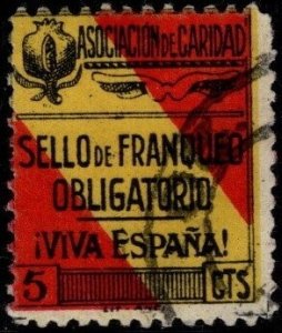 1937 Spain Civil War Charity Cinderella 5 Cent Asociacion De Caridad