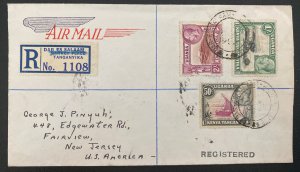 1953 Dar Es Salaam Tanganyika British kUT  Registered Cover To Fairview NJ Usa