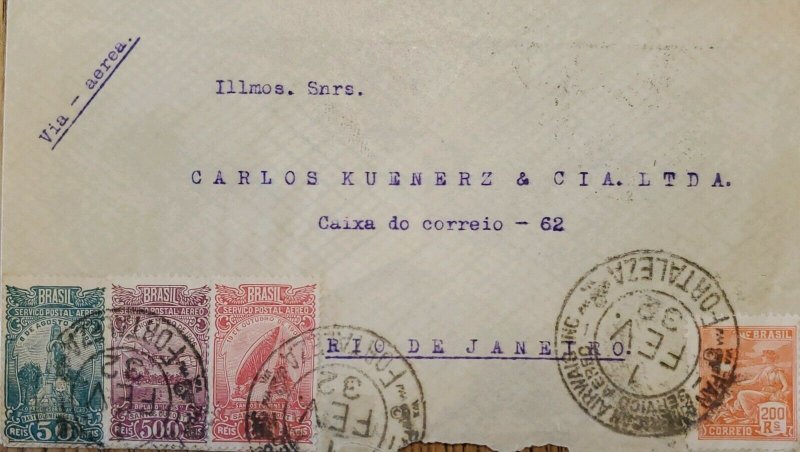 A) 1932, BRAZIL, AERIAL, FROM FORTALEZA TO RIO DE JANEIRO, SANTOS DUMONT, AVIATI