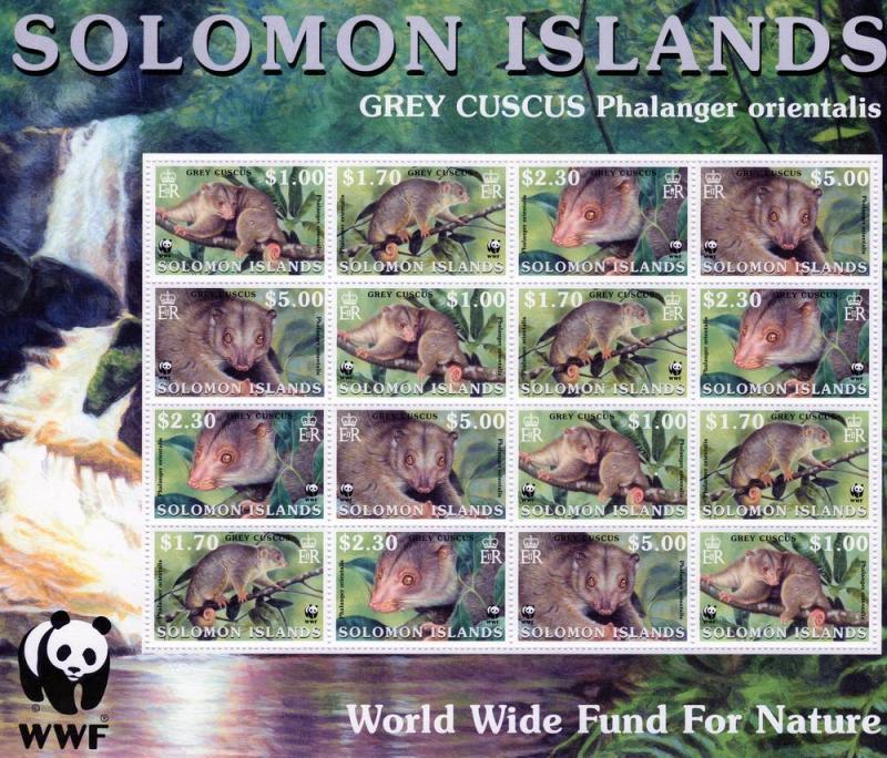 Solomon Islands 2002 WWF Grey Cuscus Shlt (16) MNH Sc#927/30