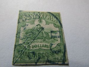US Local Stamps 1861, Scott # 143L2, 4$ Wells Fargo Pony Express, Used-Hinge,