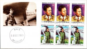 Maldives 1977 FDC - 50th Anniv, Lindbergh's Atlantic Crossing - F33208