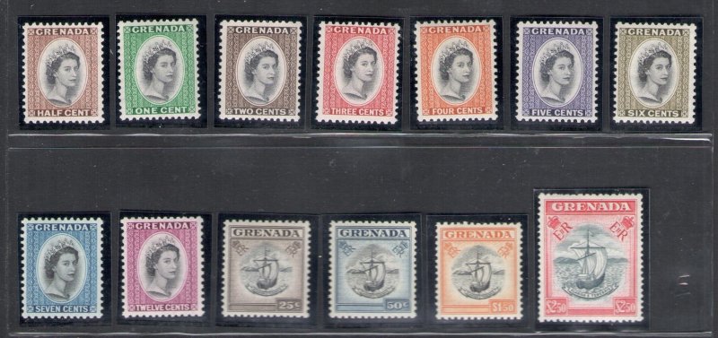 1953-59 Grenada, Stanley Gibbons #192-204, Elizabeth II, MNH**