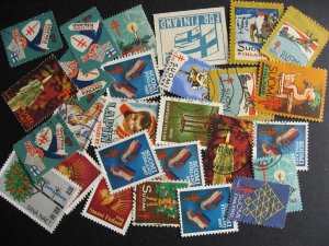 Finland labels christmas seals etc 27 with duplication, mixed condition
