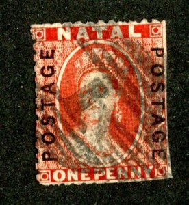 1870 Natal Sc#38 Wmk Inv.used faulty ( 1536 BCX2 )