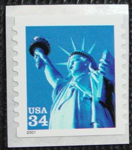 US #3466 MNH Coil Single, Statue of Liberty, SCV $.70 L12 