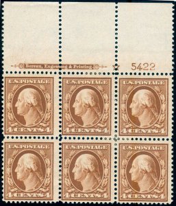 MOMEN: US STAMPS #334 PLATE BLOCK MINT OG H LOT #70123