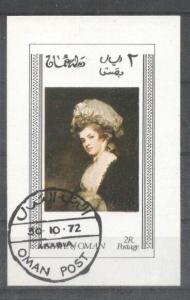 Oman 1972 Paintings, mini imperf.sheet, used   T.083