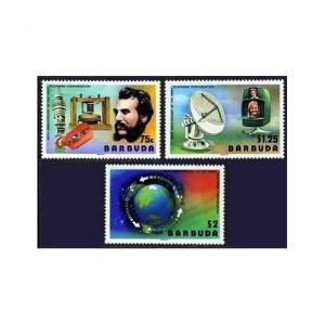 Barbuda 260-262,262a sheet,MNH. 1977.Alexander Graham Bell,Satellites,Globe.