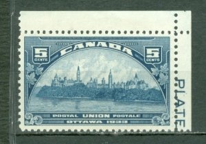 CANADA 1933  OTTAWA #202  PLATE CORNER STAMP MINT NO THINS...$16.00