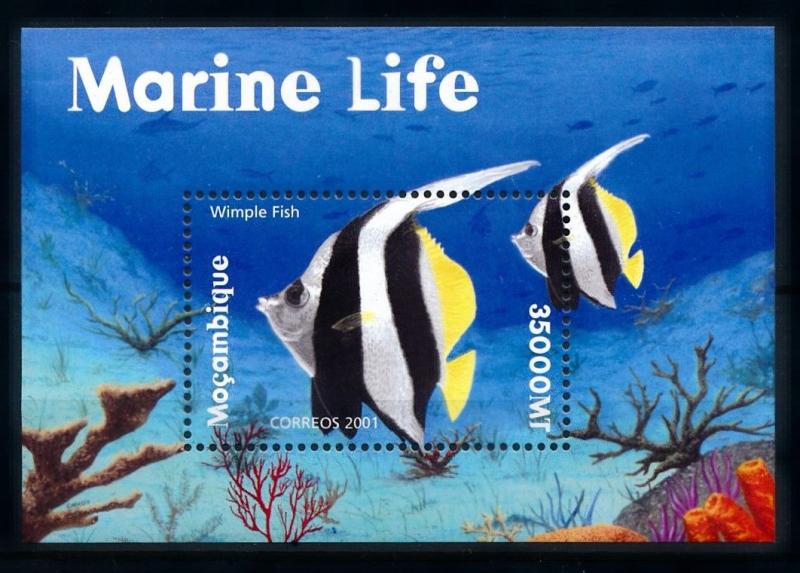 [75691] Mozambique 2001 Marine Life Fish Souvenir Sheet MNH