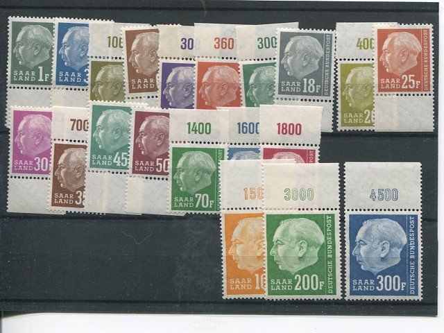 Saar  Complete Heuss set Mint VF NH