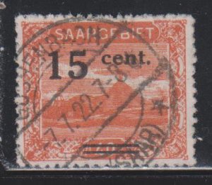 Germany,  Saar,  15c Surcharge (SC# 88) Used