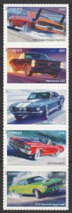 4743-47 4747a Muscle Cars Strip of 5 MNH $1 Shipping