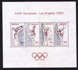 Monaco 1418 MNH 1984 Los Angles Olympics Mini Sheet of 4
