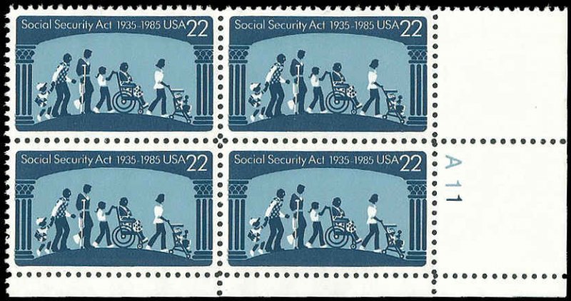 PCBstamps   US #2153 PB  88c(4x22c)Social Security Act,MNH, (PB-4b)