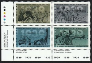 WAR WWII HISTORY 1939 = Canada 1989 #1263a MNH LL BLOCK of 4 stamps