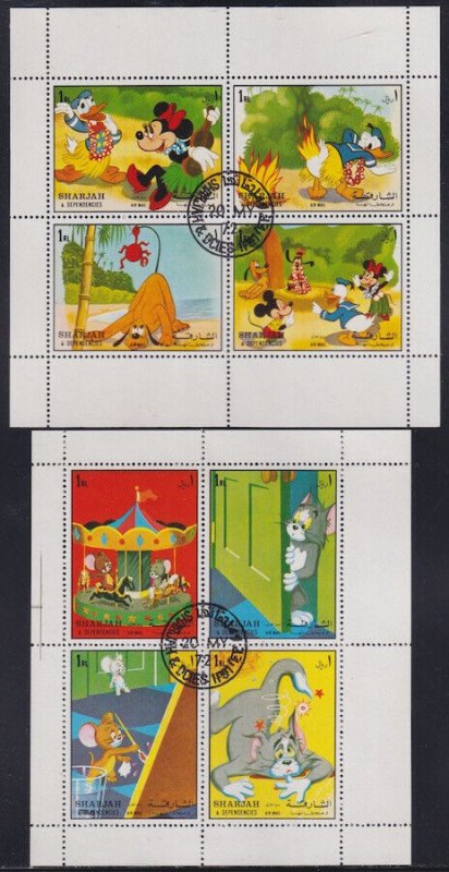 SHARJAH M#1083-90 CPL MNH SET of  8 BLKS of 4,ALL DIFFERENT DISNEY, UNAUTHORIZED