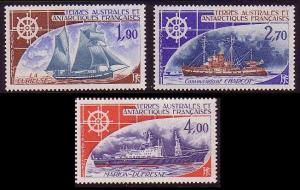 FSAT TAAF Ships 3v issue 1976 SG#104-106 MI#98-100