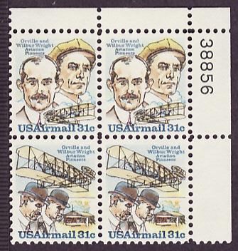 C91-92 Wright Brothers MNH plate block