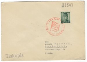 Czechoslovakia 1946 Censored Cover to Poland Cancellation Flag of President