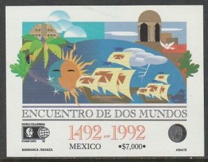 MEXICO 1735, WORLD COLUMBIAN STAMP EXPO. SOUVENIR SHEET MINT, NH. VF.